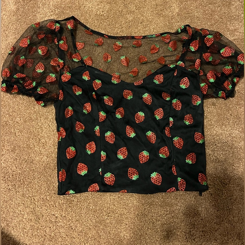 Hot Topic Strawberry Ruffle Shirt